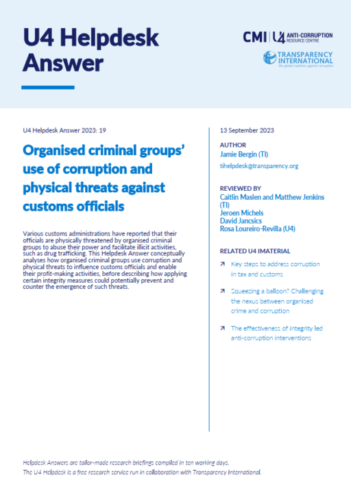 Organised criminal groups’ use of corruption and physical threats against customs officials