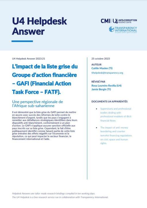 L’impact de la liste grise du Groupe d’action financière – GAFI (Financial Action Task Force – FATF).