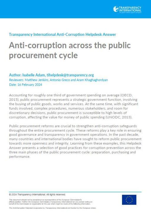 Anti-corruption across the public procurement cycle