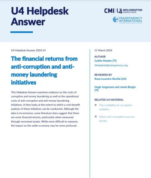 The financial returns from anti-corruption and anti-money laundering initiatives