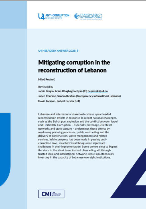 Mitigating corruption in the reconstruction of Lebanon