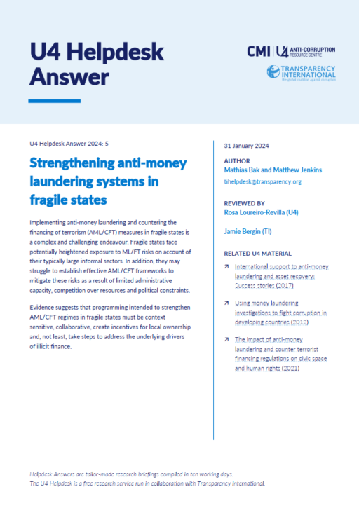 Strengthening anti-money laundering systems in fragile states
