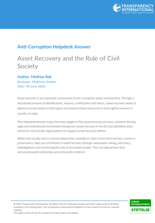 Asset Recovery and the Role of Civil Society