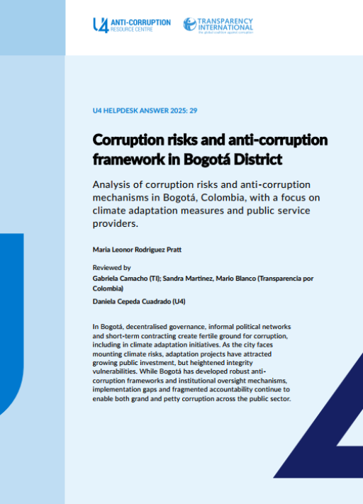 Corruption risks and anti-corruption framework in Bogotá District