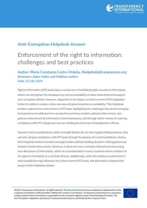 Enforcement of the right to information: challenges and best practices