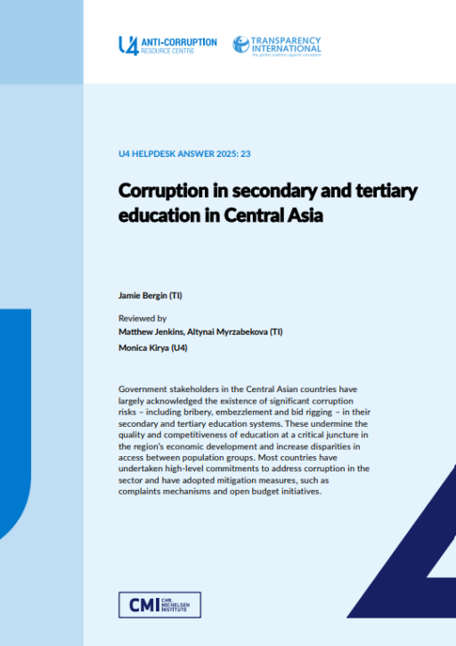 Corruption in secondary and tertiary education in Central Asia
