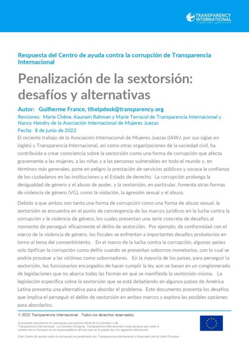 Penalización de la sextorsión: desafíos y alternativas