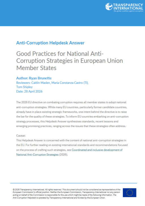 Good Practices for National Anti Corruption Strategies in European Union  Member States