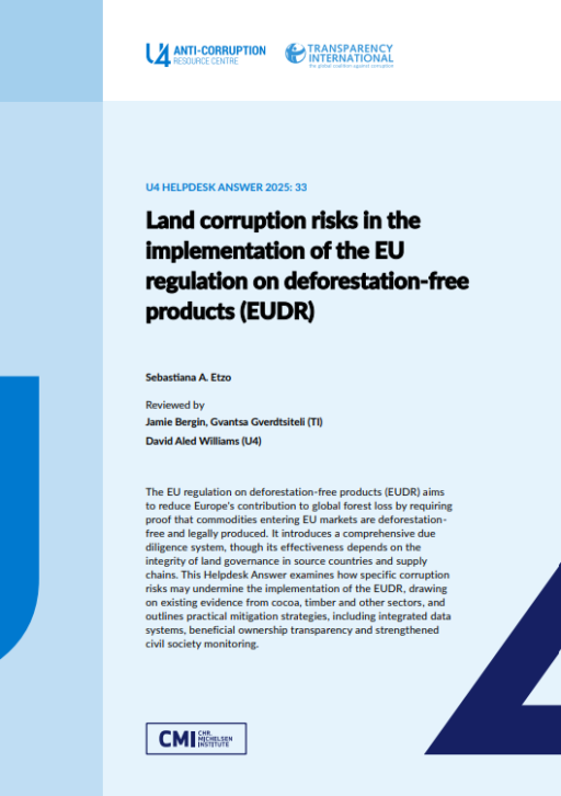 Land corruption risks in the implementation of the EU regulation on deforestation-free products (EUDR)