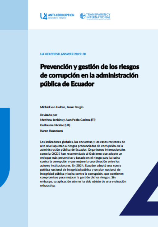 Prevención y gestión de los riesgos de corrupción en la administración pública de Ecuador