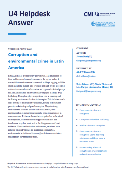 Corruption and environmental crime in Latin America