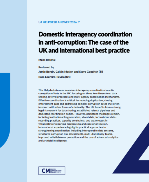 Domestic interagency coordination in anti-corruption: The case of the UK and international best practice