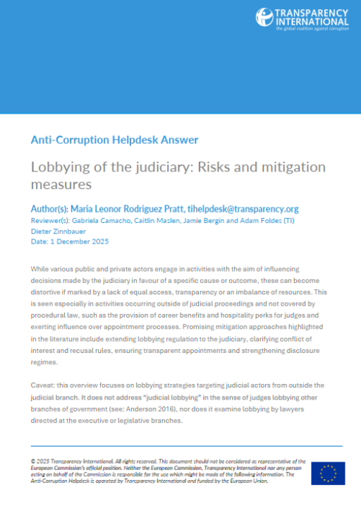 Lobbying of the judiciary: Risks and mitigation measures