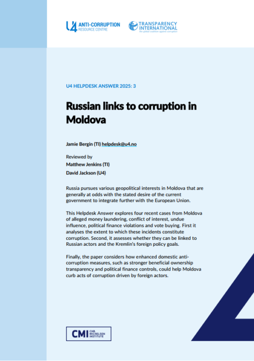Moldova: Overview of corruption and anti-corruption with a focus on the healthcare and procurement sectors