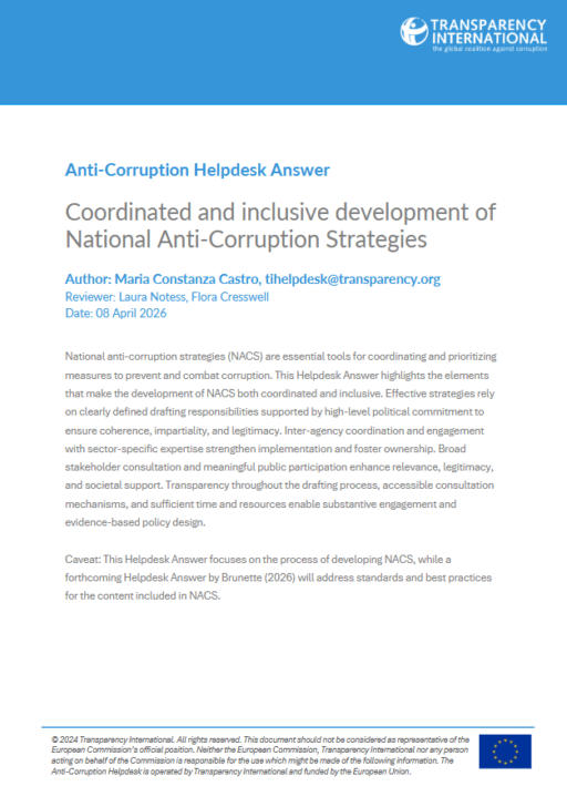 Coordinated and inclusive development of National Anti-Corruption Strategies