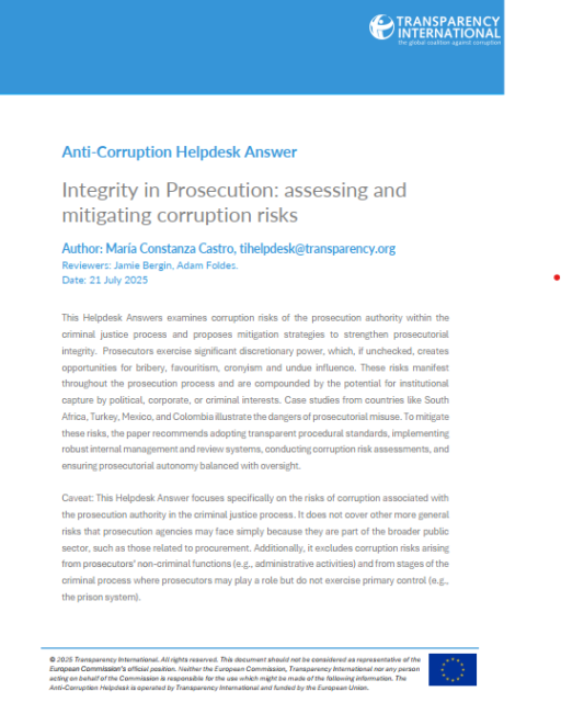 Integrity in Prosecution: assessing and mitigating corruption risks