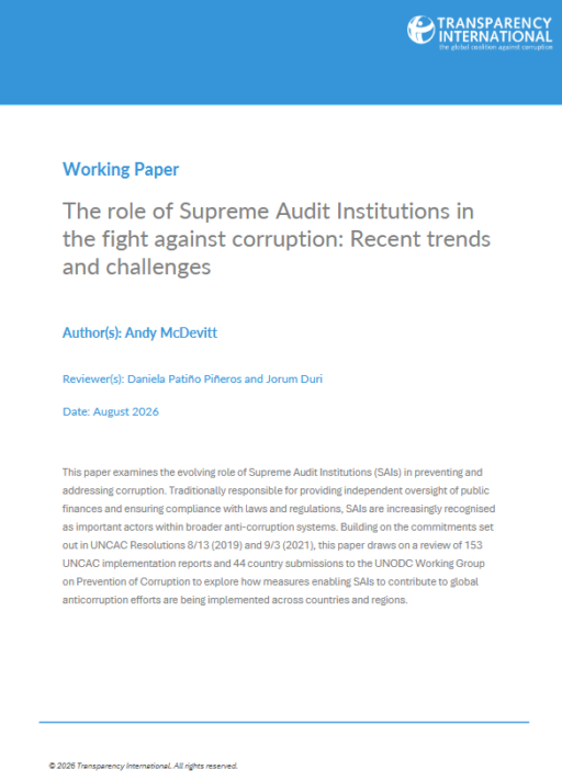 The role of Supreme Audit Institutions in the fight against corruption: Recent trends and challenges