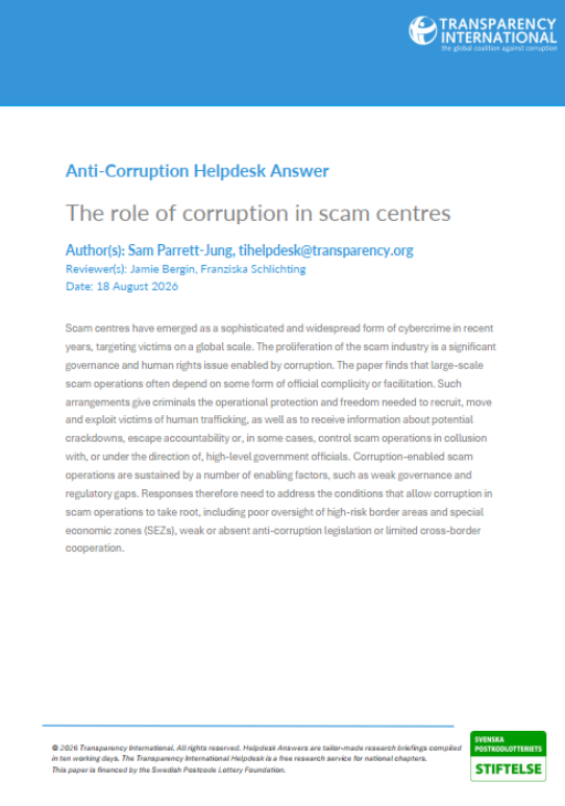 The role of corruption in scam centres