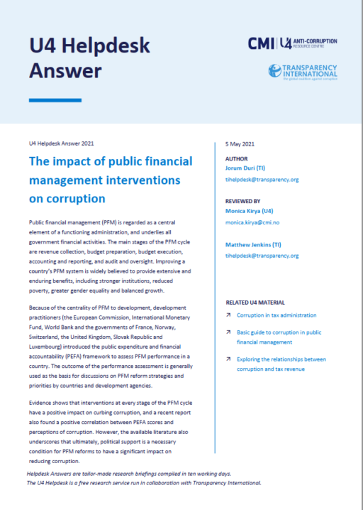 The impact of public financial management interventions on corruption