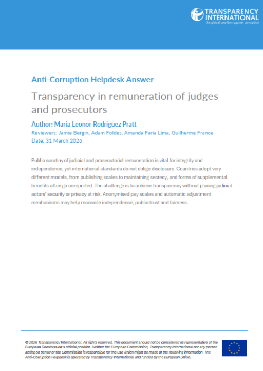 Transparency in remuneration of judges and prosecutors