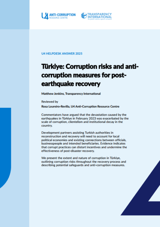 Türkiye: Corruption risks and anti-corruption measures for post-earthquake recovery