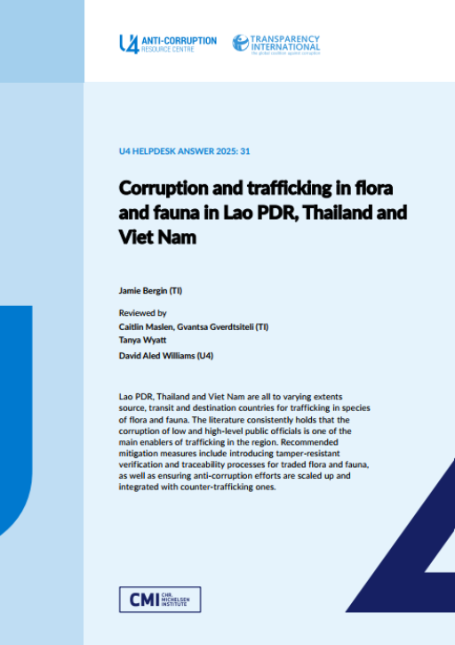 Corruption and trafficking in flora and fauna in Lao PDR, Thailand and Viet Nam