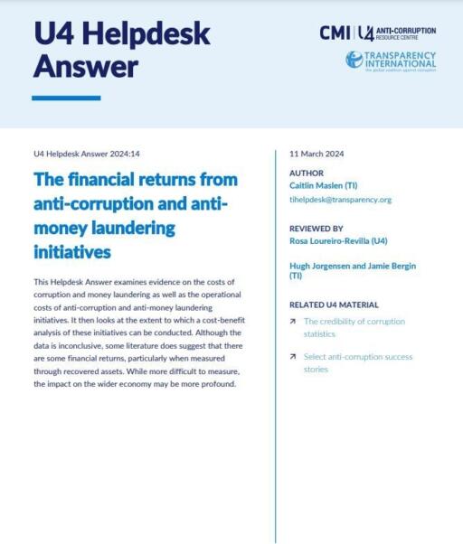 The financial returns from anti-corruption and anti-money laundering initiatives