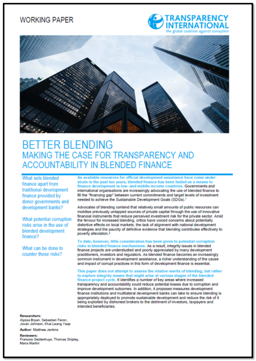 Better Blending: Making the Case for Transparency and Accountability in Blended Finance