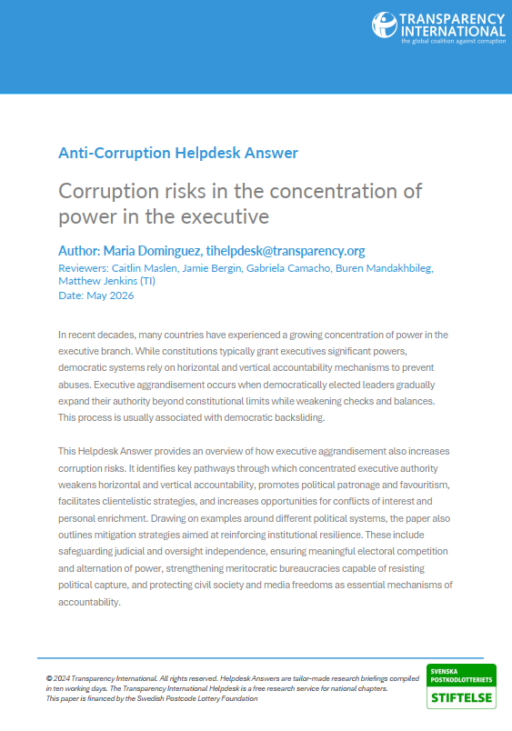 Corruption risks in the concentration of power in the executive