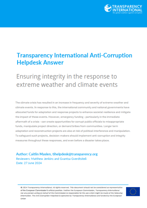 Ensuring integrity in the response to extreme weather and climate events