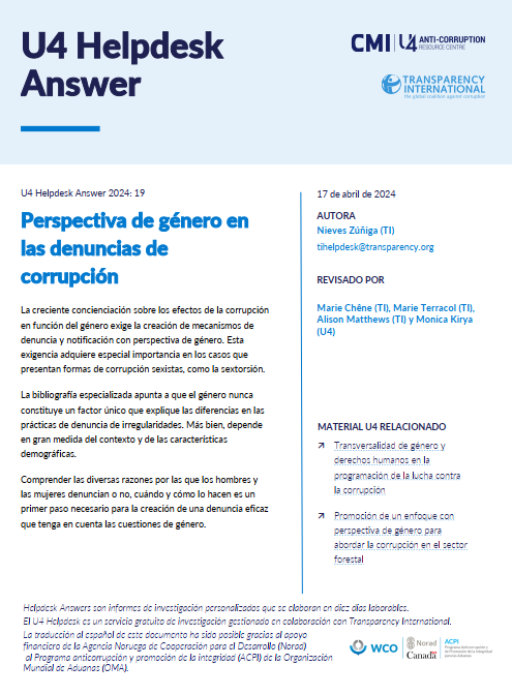 Perspectiva de género en las denuncias de corrupción
