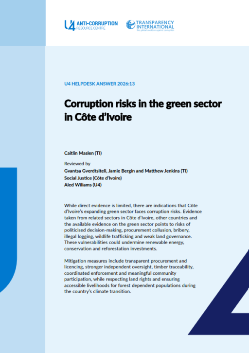 Corruption risks in the green sector in Côte d’Ivoire