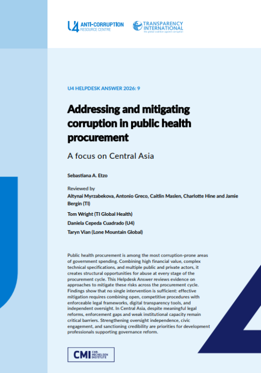 Addressing and mitigating corruption in public health procurement: A focus on Central Asia