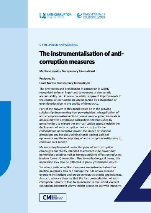 The instrumentalisation of anti-corruption measures