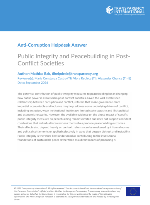 Public Integrity and Peacebuilding in Post-Conflict Societies