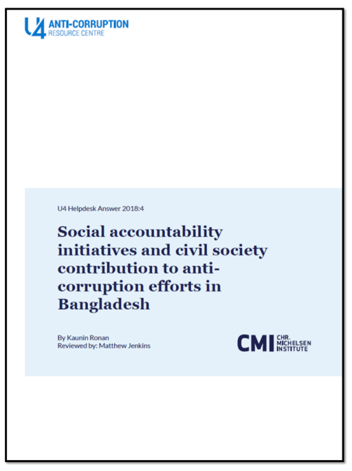 Social accountability initiatives and civil society contribution to anti-corruption efforts in Bangladesh