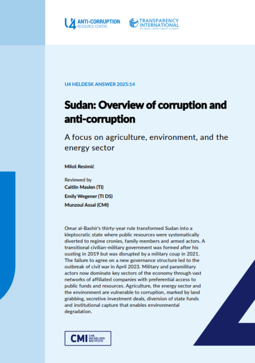 Sudan: Overview of corruption and anti-corruption