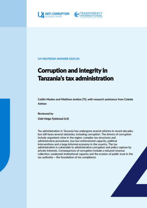 Corruption and integrity in Tanzania’s tax administration