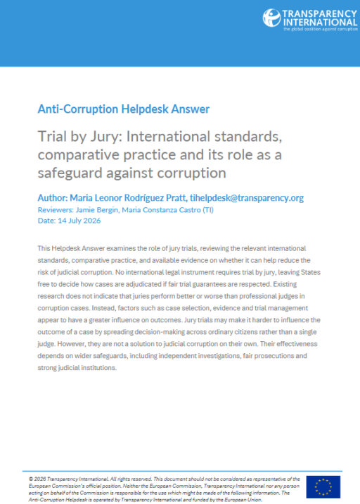 Trial by Jury: International standards, comparative practice and its role as a safeguard against corruption