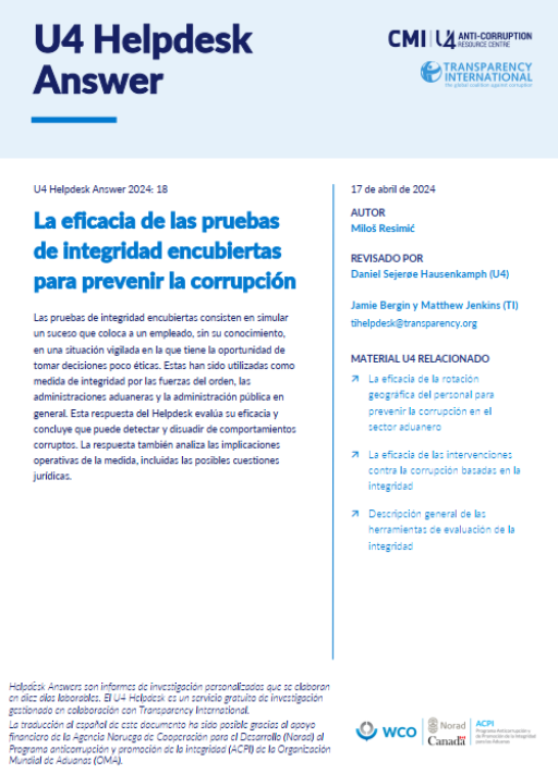 La eficacia de las pruebas de integridad encubiertas para prevenir la corrupción